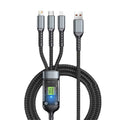 3-In-1 USB 100W 6A Fast Charger Cable Car USB to Type-C Micro LIGHTNING Cable for Iphone 16 15 14 13 Samsung Xiaomi Huawei